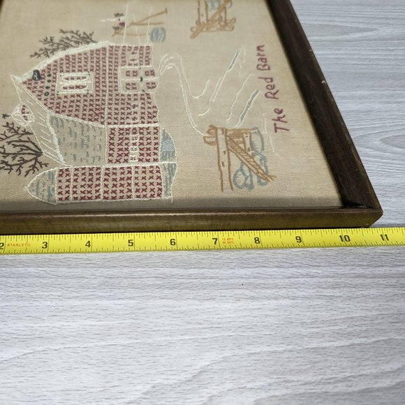 Vintage Hand Crafted Framed Cross Stitch The Red Barn - Picture 6 of 8